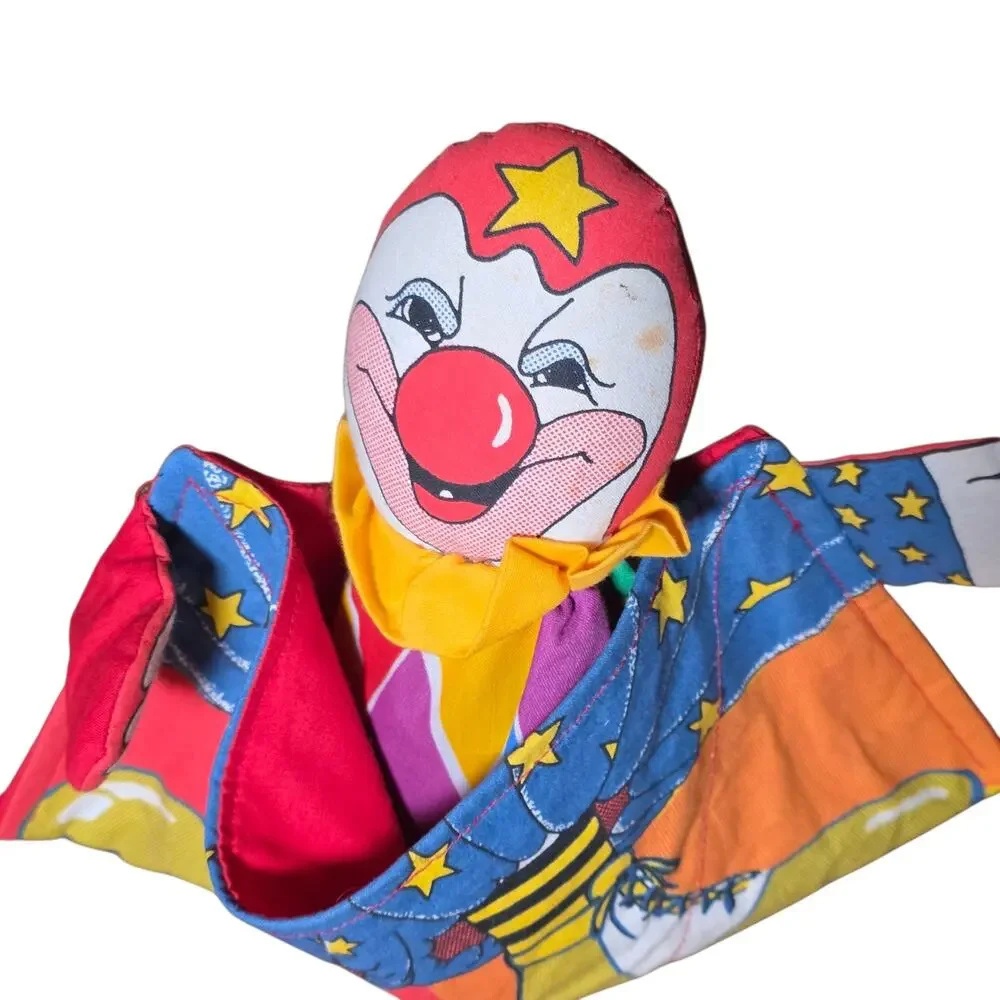 Vintage 1990 Clown Doll Jingle Bell Spring Base Shelf Sitter 8” USA